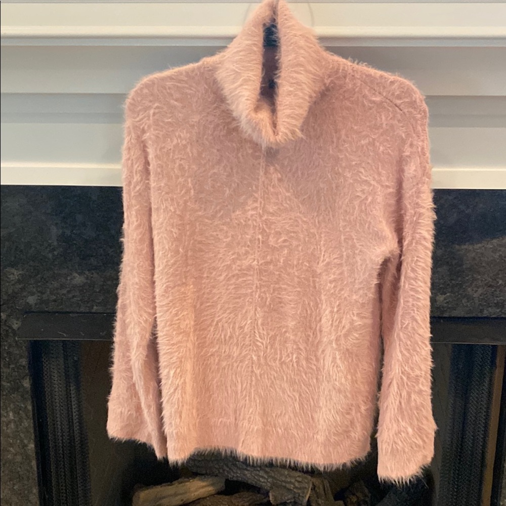 Never Worn - Pink Cowl Neck Sweater with Fluffy Texture